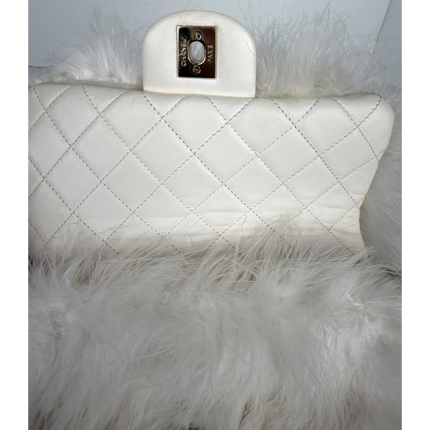 Chanel Quilted Flap Bag made with Fluffy White Feathers 2019 D-2
