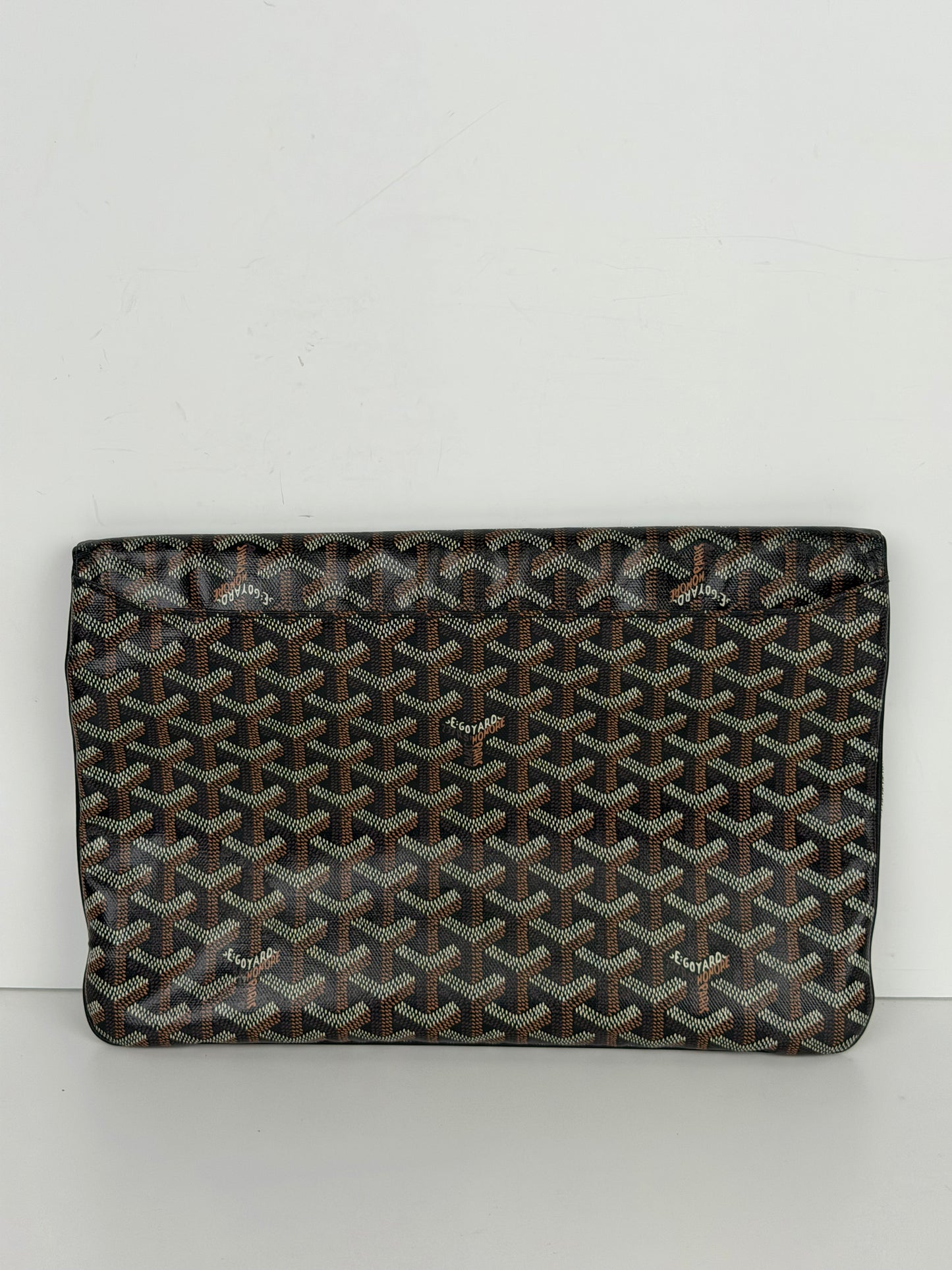 Goyard Sainte-Marie MM Fold Over Clutch Bag in Black Goyardine Coated Canvas YK-2