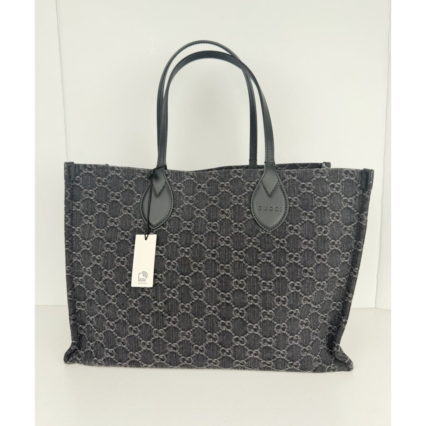 Gucci Ophidia Tote Bag Large in Black GG Monogram Denim S