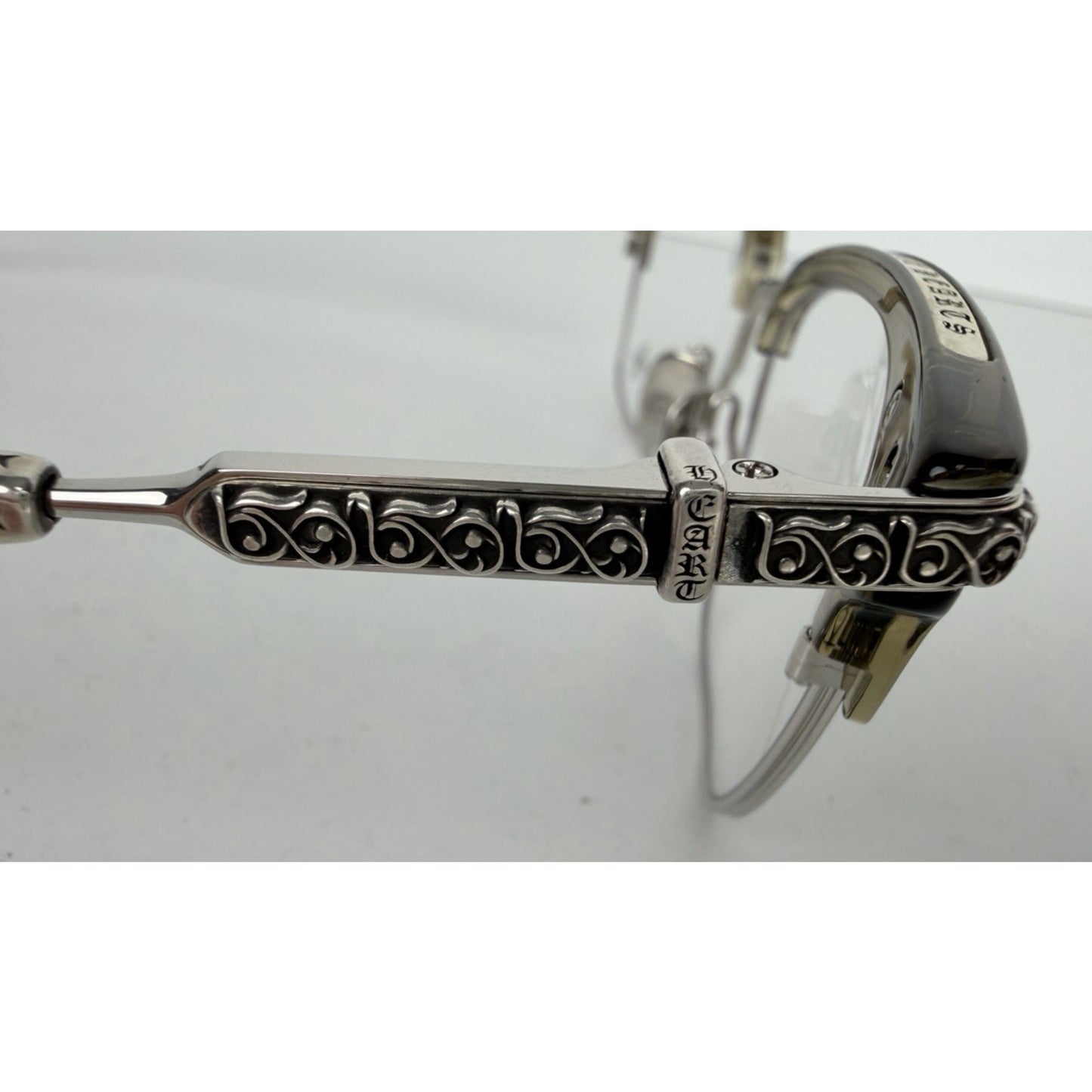Chrome Hearts Vertical Smile 2 Square Eyeglasses Silver-Tone Metal