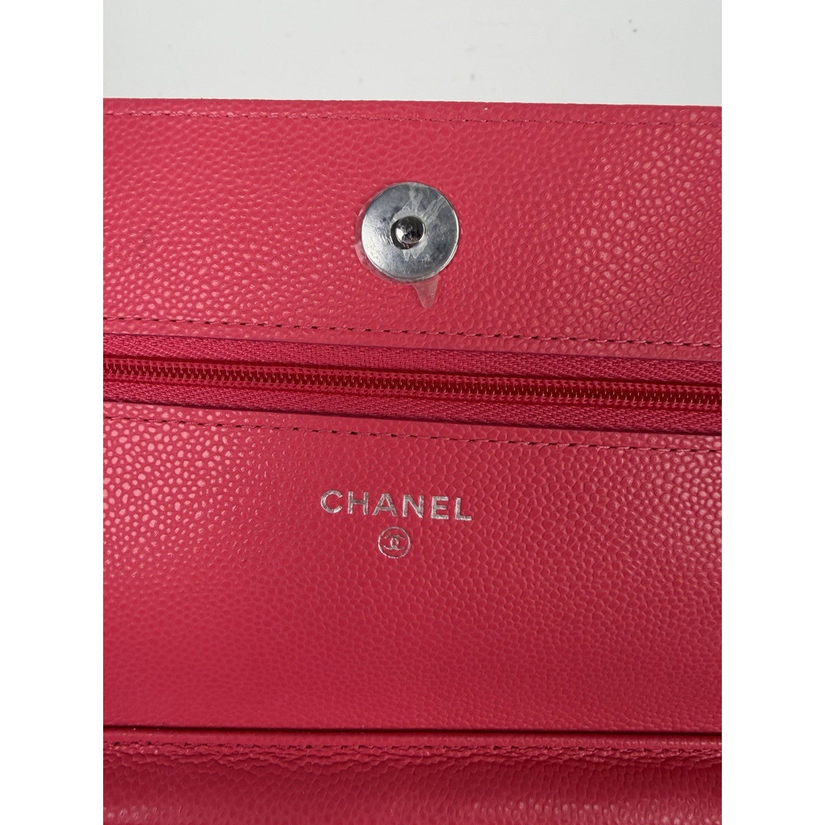 Chanel Classic Wallet on Chain (WOC) Bag in Pink Quilted Caviar Leather 2022 D-5