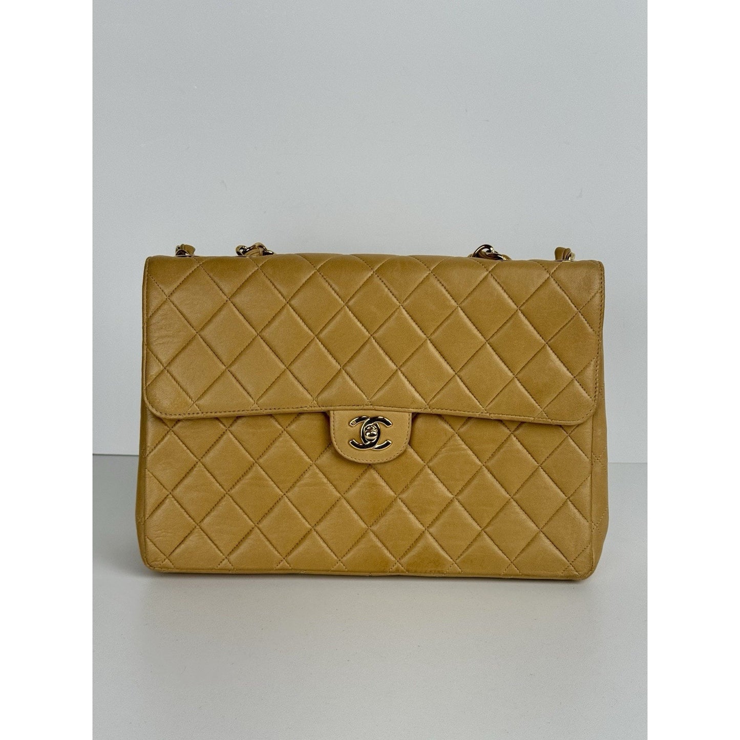 Chanel Classic Flap Bag in Caramel Quilted Lambskin Leather (2002-2003) D-8