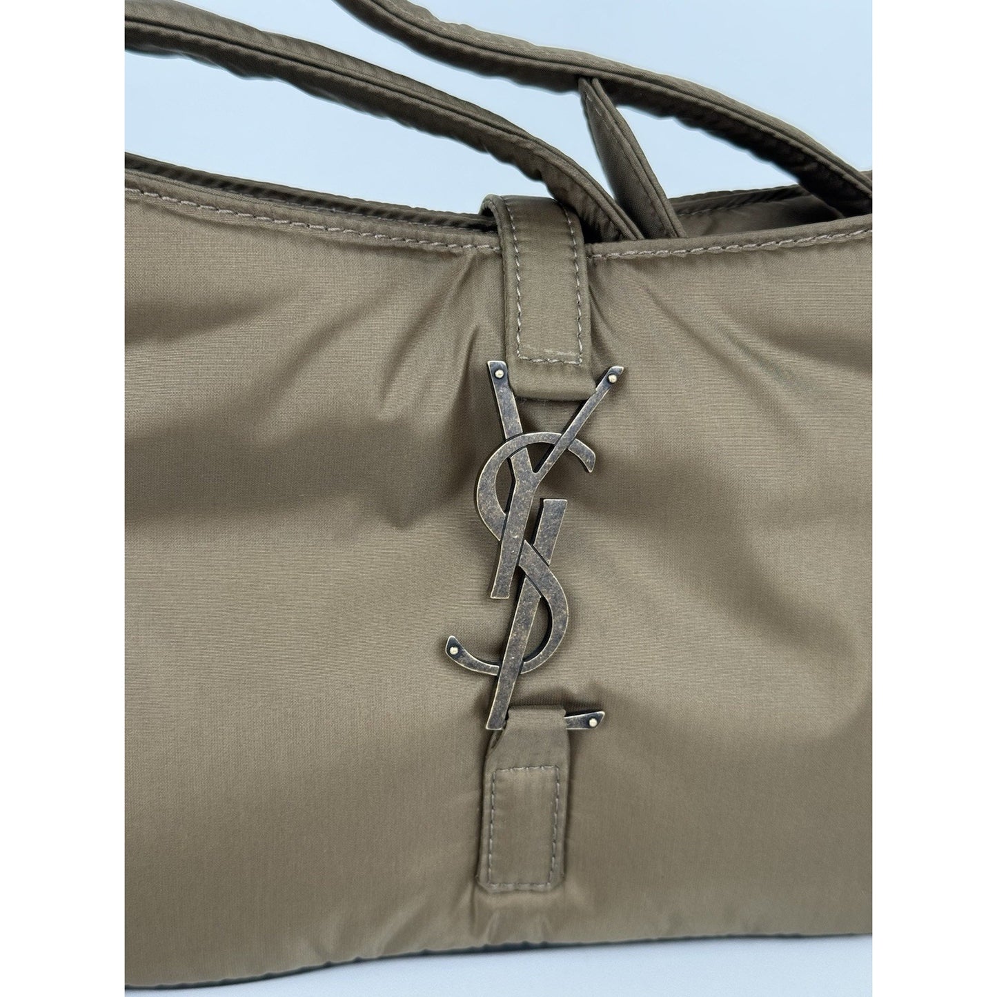 Saint Laurent Le 5 À 7 Hobo Bag Green Econyl Nylon with Bronze Hardware C-6