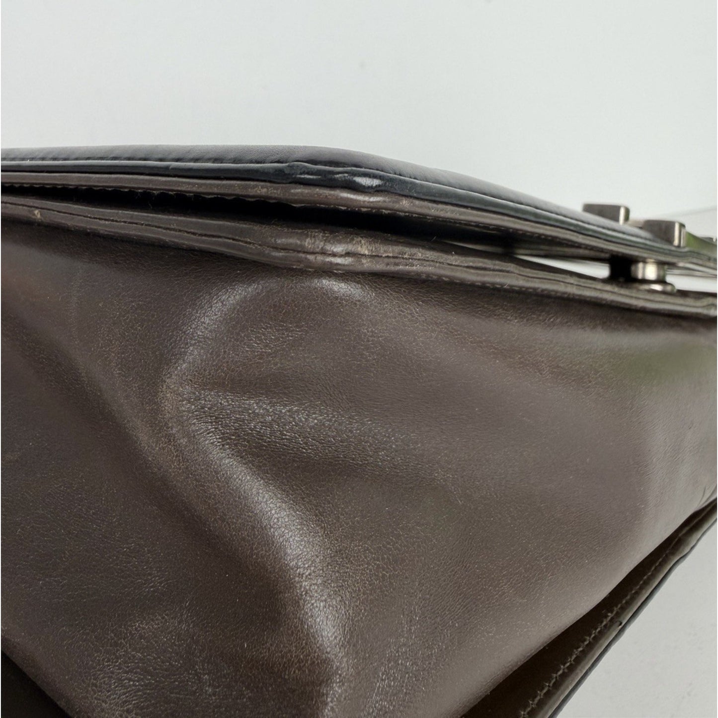 Chanel Boy Flap Bag Glazed Calfskin Large in Brown and Black 2011 B1