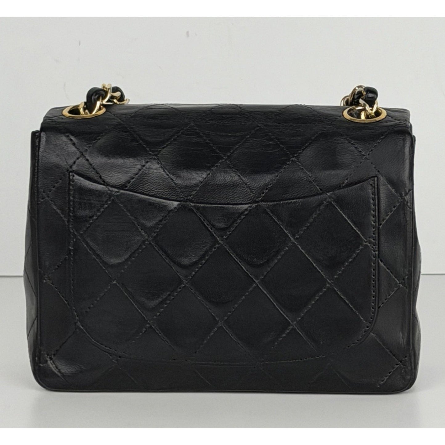 Chanel Mini Square Single Flap Bag in Black Vintage 1986-1988 E-8