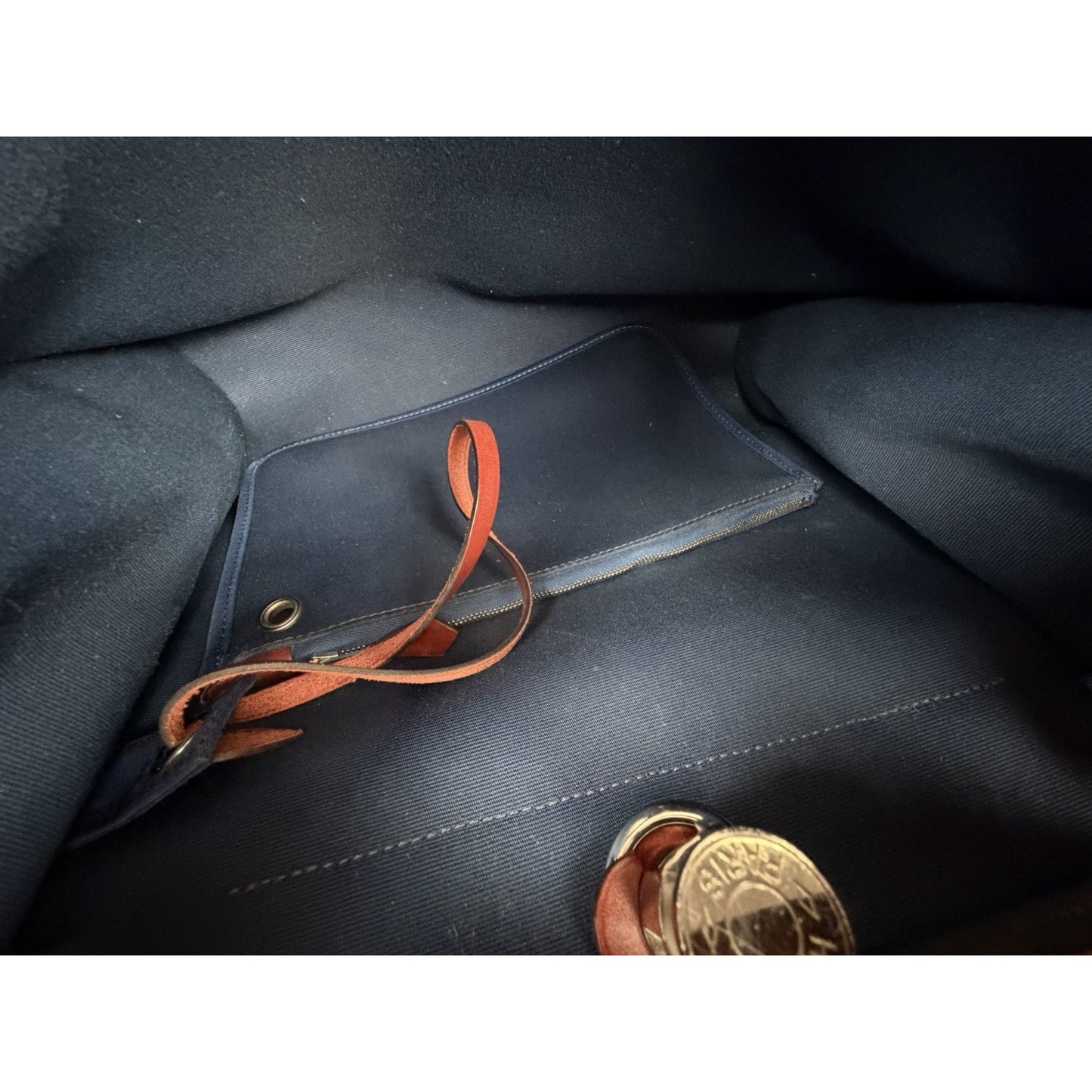 Hermes Herbag Zip 31 Bag Blue Marine Canvas with Vache Hunter Leather 2015 D2