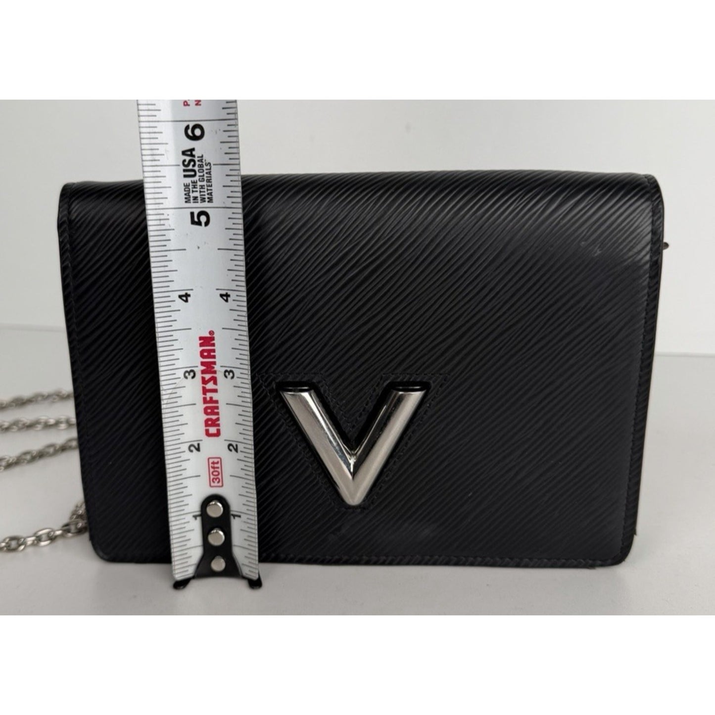 Louis Vuitton Twist Belt Wallet Bag on Chain Black Textured Epi Leather NFC S11