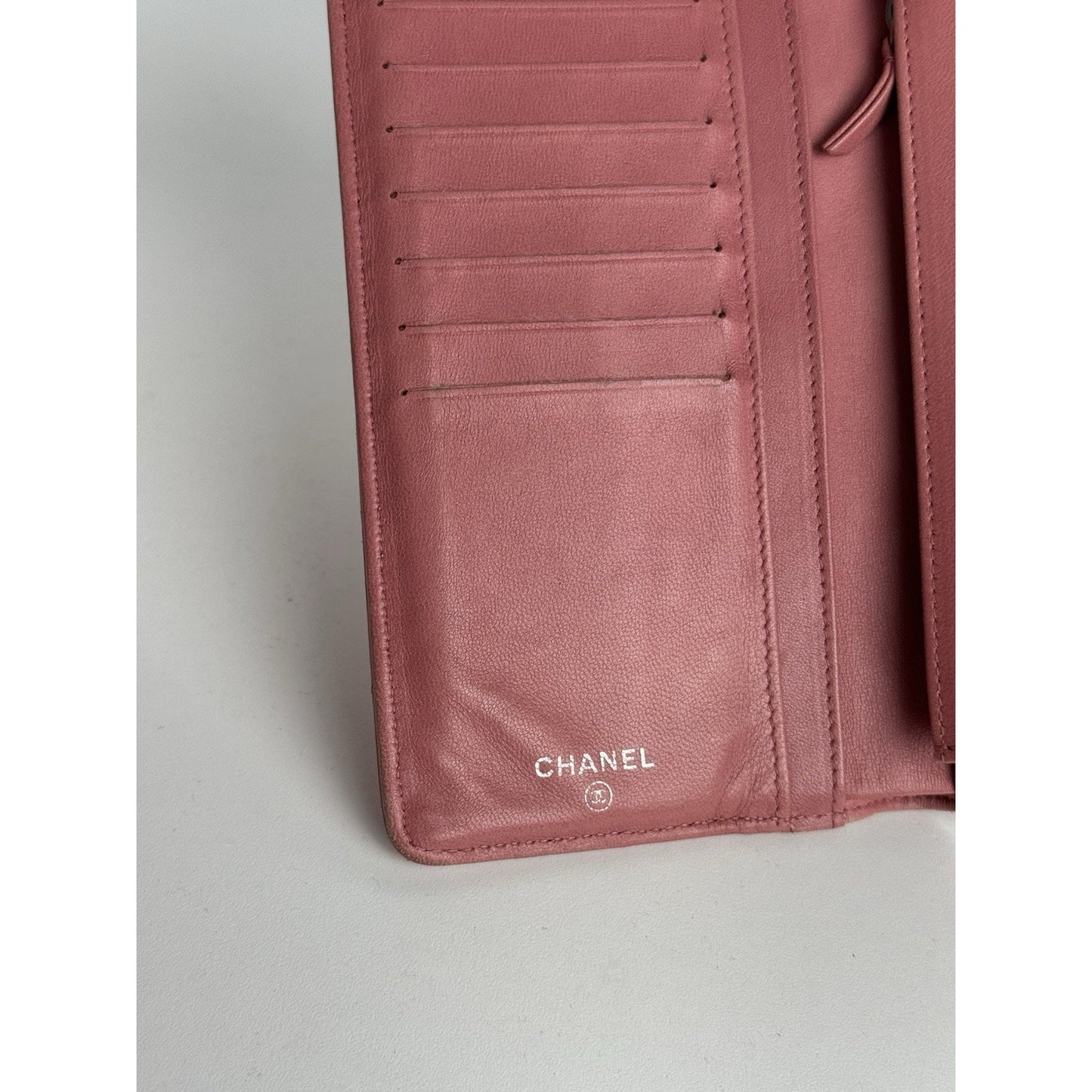 Chanel Long Yen Continental Wallet in Pink Quilted Lambskin Leather