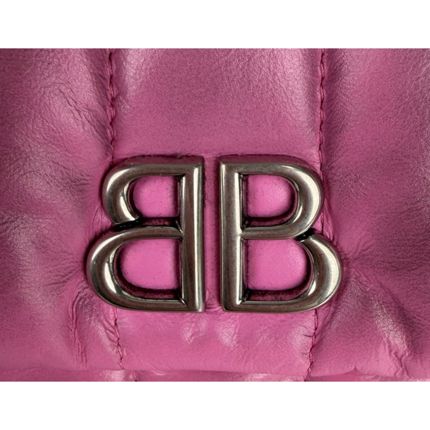 Balenciaga Monaco Mini Bag in Pink Quilted leather Silver HW E6
