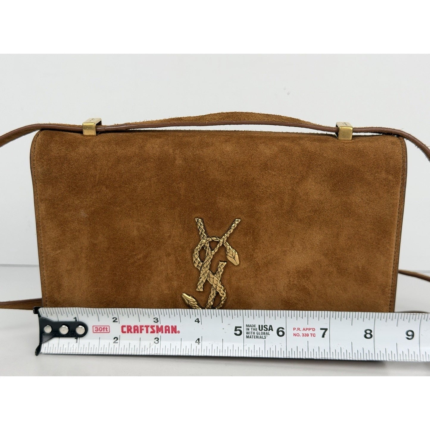 Saint Laurent Dylan Shoulder Bag Small in Brown Suede and Gold-Tone Hardware
