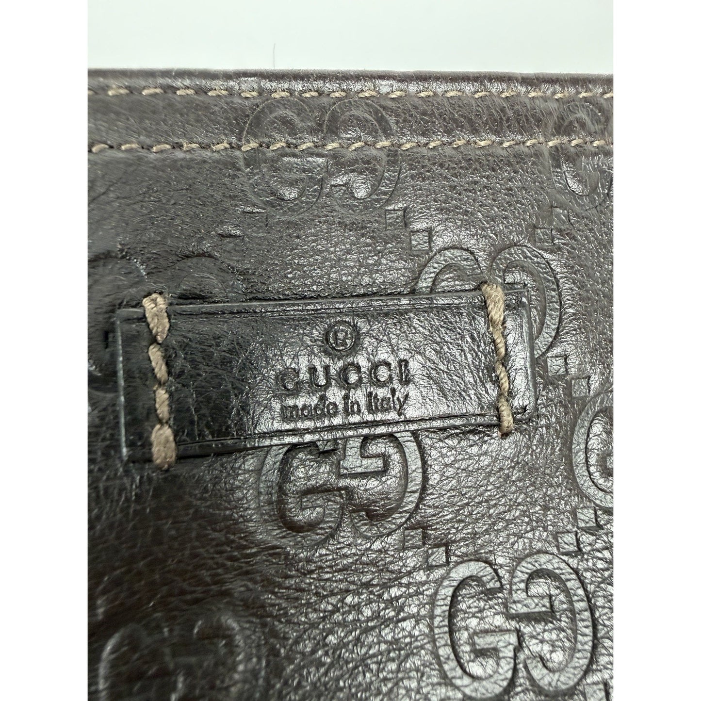 Gucci Guccissima GG Signature Leather Messenger Bag in Brown F2