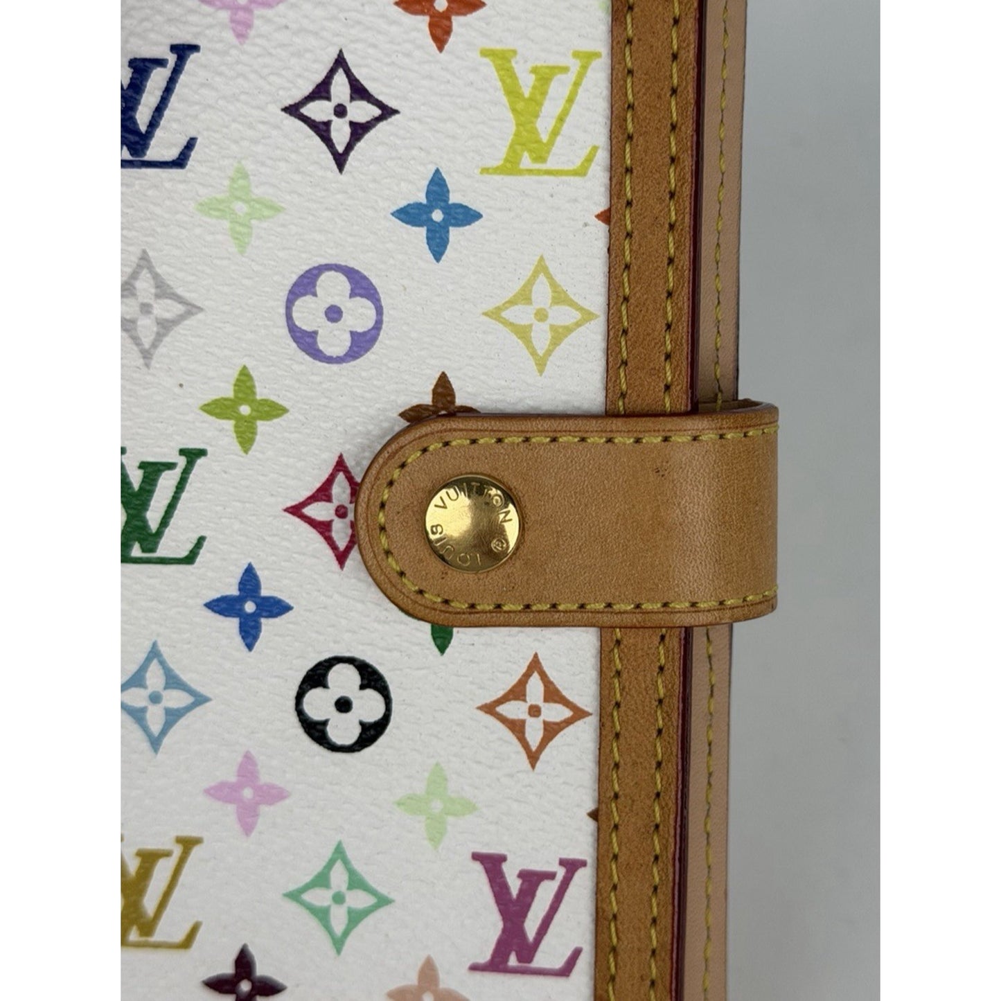 Louis Vuitton Monogram Multicolor Small Ring Agenda Cover in White 2007