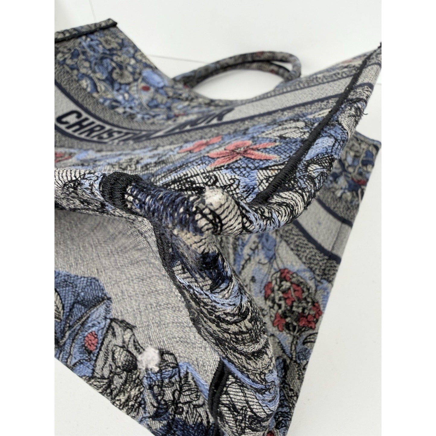 Christian Dior Book Tote Bag Large in Blue Embroidered "Jardin Magique" 2022 C5