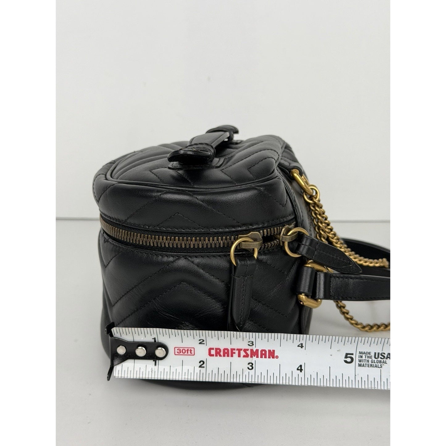 Gucci GG Marmont Vanity Mini Backpack in Black Quilted Matelasse Leather