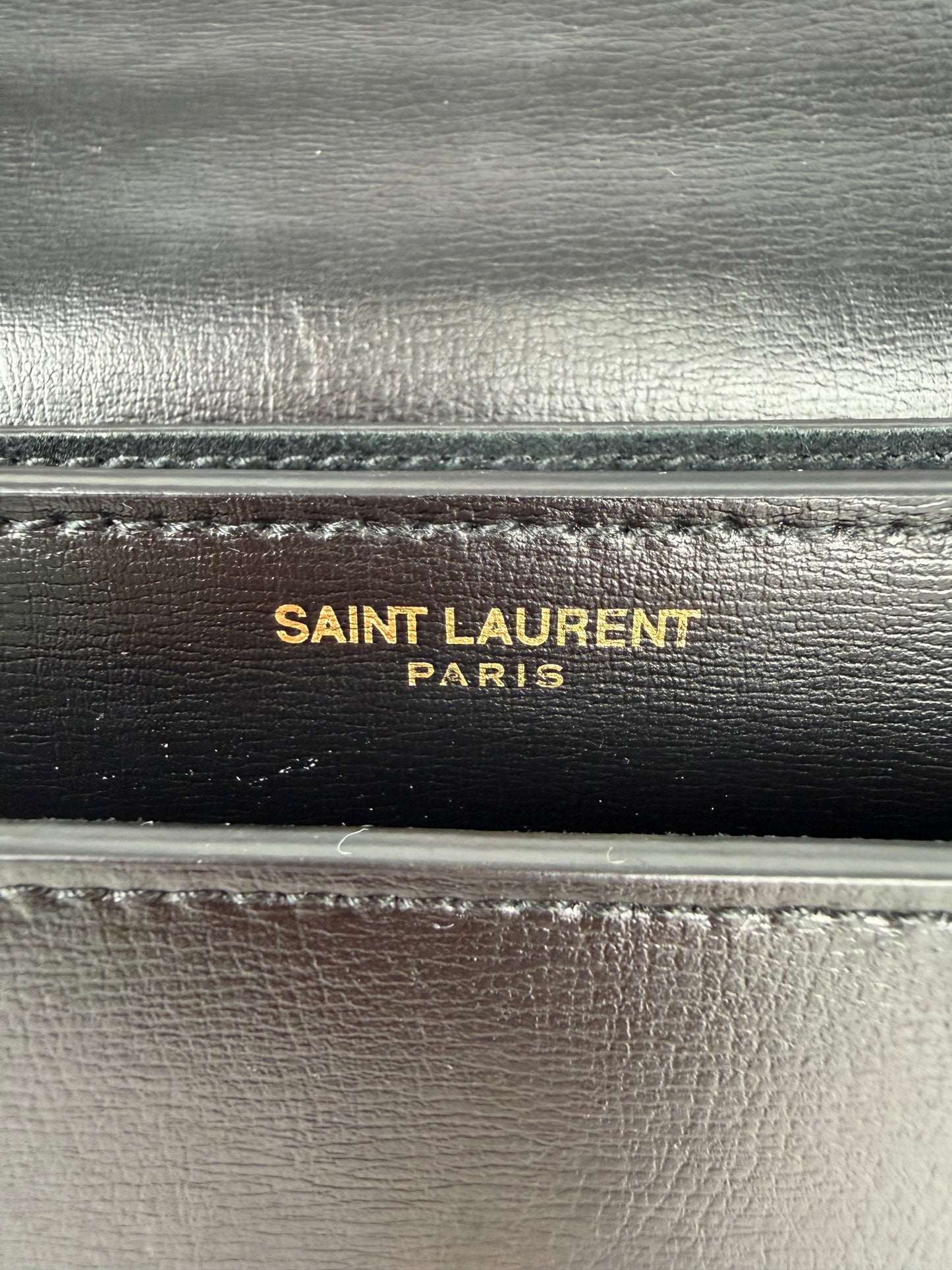 Saint Laurent Medium Sunset Shoulder Bag in Smooth Black Calfskin Leather YC-5