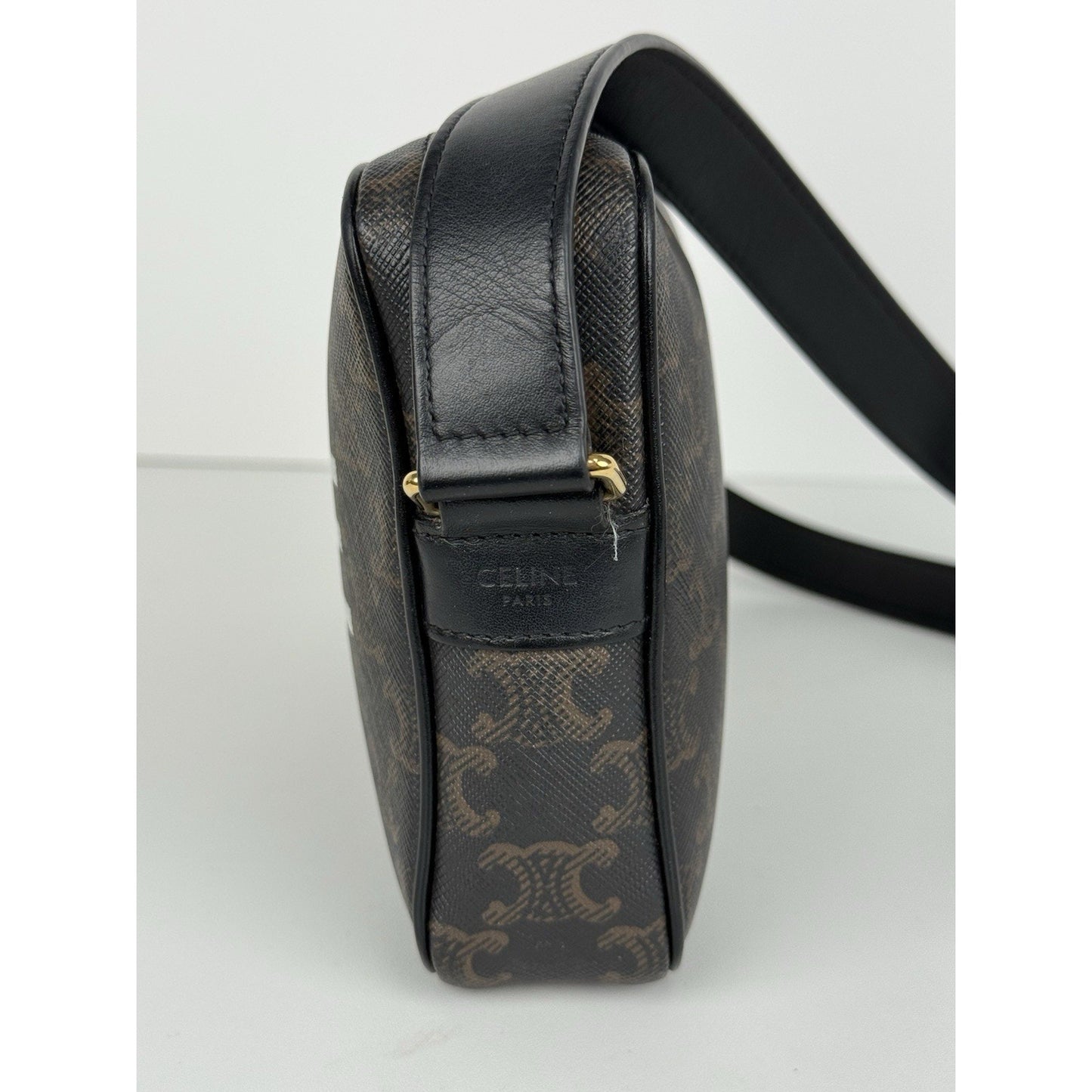 Celine Shoulder Bag Messenger Logo Print Triomphe Leathe