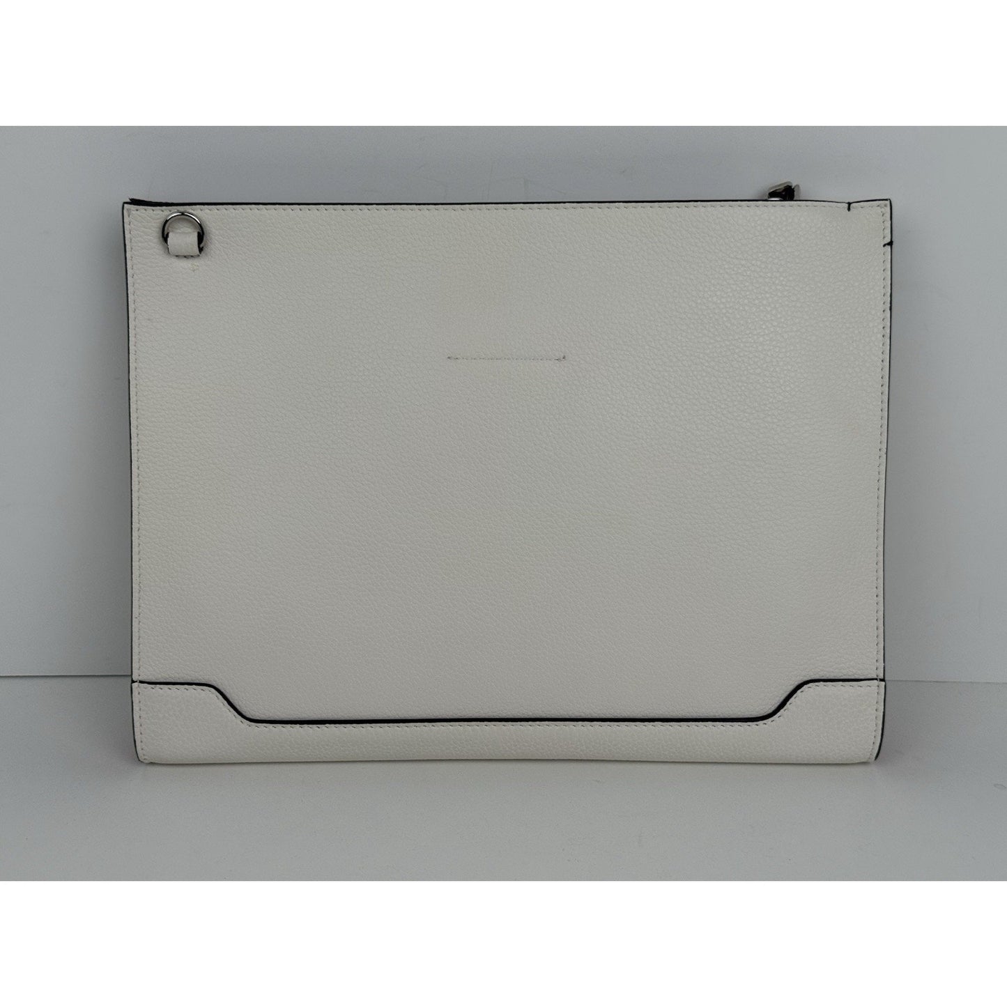 Christian Louboutin White Sky Pouch Clutch with Spike Studs and Silver Hardware