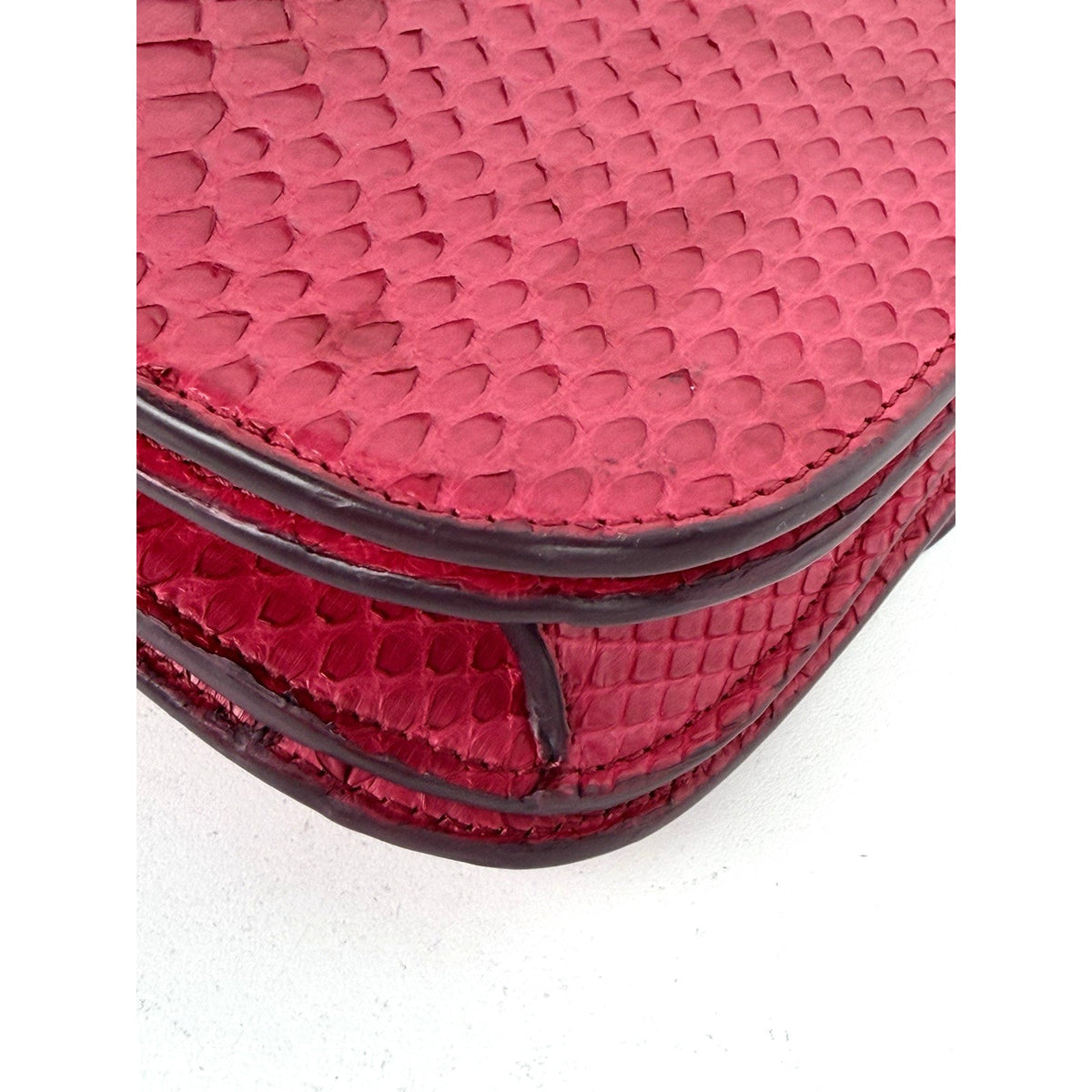 Celine Medium Classic Box Flap Shoulder Bag Red Python Leather Gold Hardware C-1