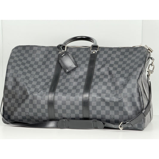 Louis Vuitton Keepall 55 Bandouliere Travel Bag in Damier Coated Canvas 2017 S