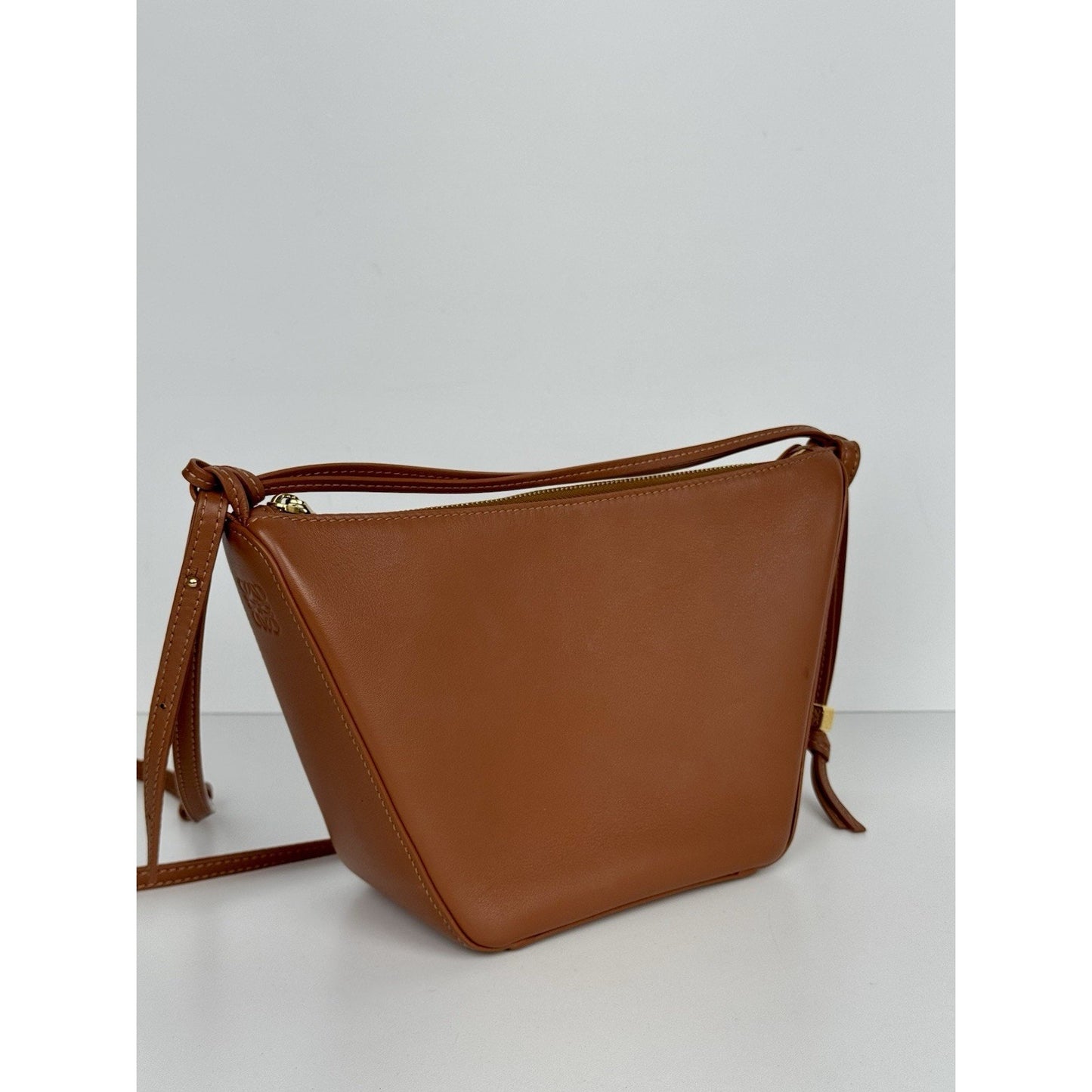 Loewe Mini Hammock Hobo Bag in Brown Leather with Gold Hardware E-3