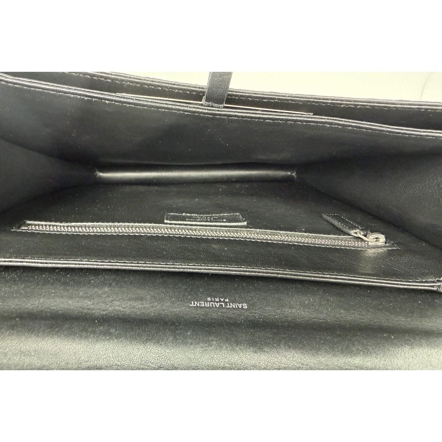 Saint Laurent Babylone Shoulder Bag Medium Black Leather with Silver Hardware S