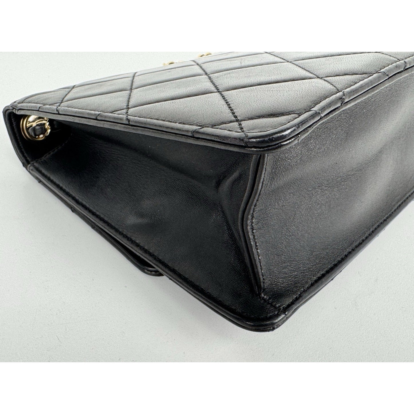 CHANEL Leather Quilted Golden Class Flap Black B-6