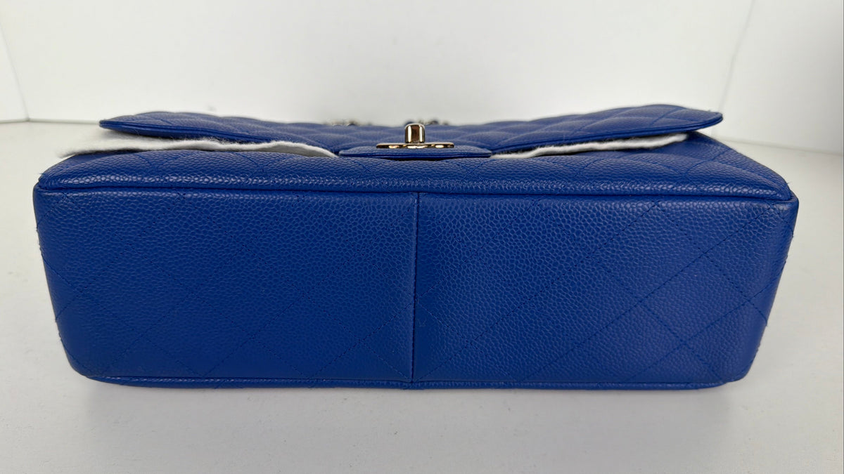 Chanel Classic Jumbo Flap Bag in Blue Grained Caviar Leather 2009-2010