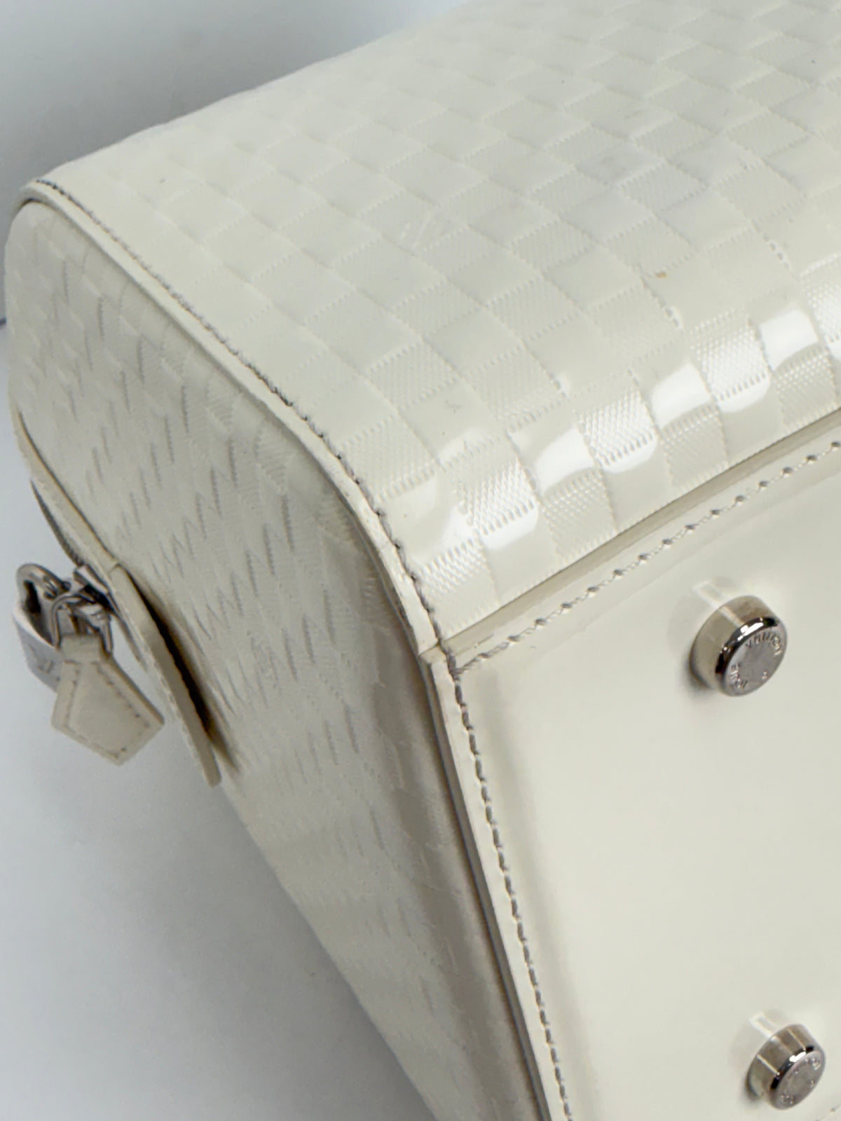 Louis Vuitton Speedy Cube MM Bag in White Damier Facette Patent Leather 2012 YC2