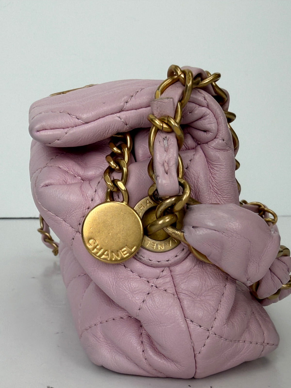Chanel Pink Quilted Crumpled Lambskin Leather Small CC Links Shoulder Bag 2021 YC3