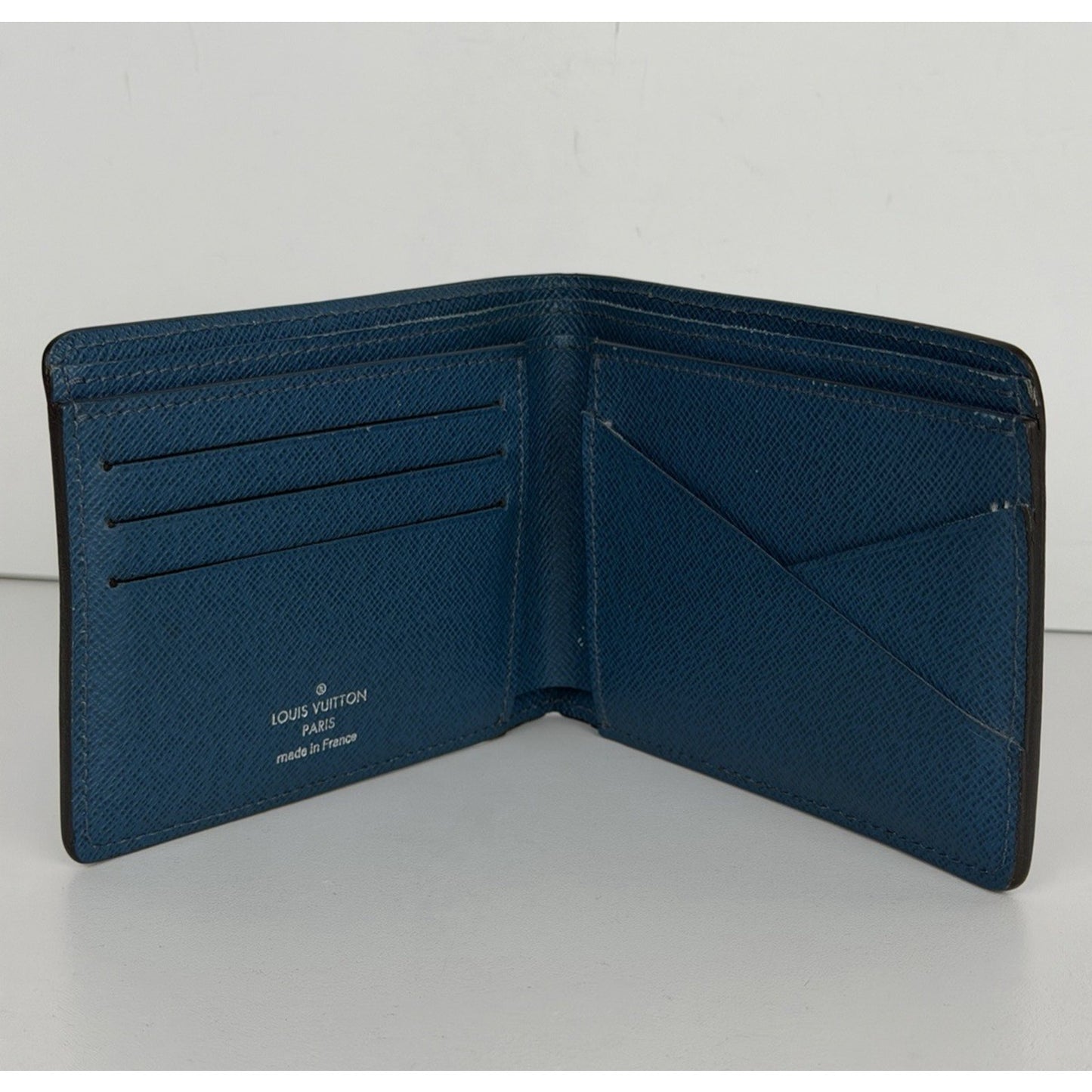 Louis Vuitton Multiple Wallet Textured Epi Leather in Navy Blue LV Logo 2016