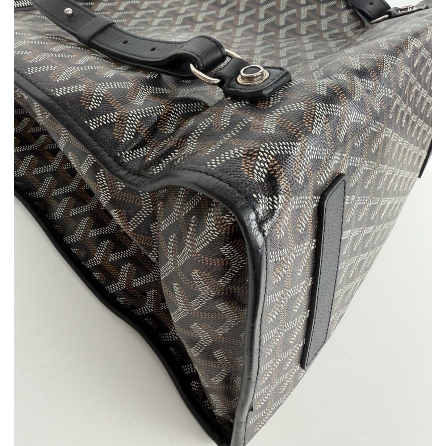 Goyard Saint Leger Backpack in Black Goyardine Coated Canvas Leather Trim E8