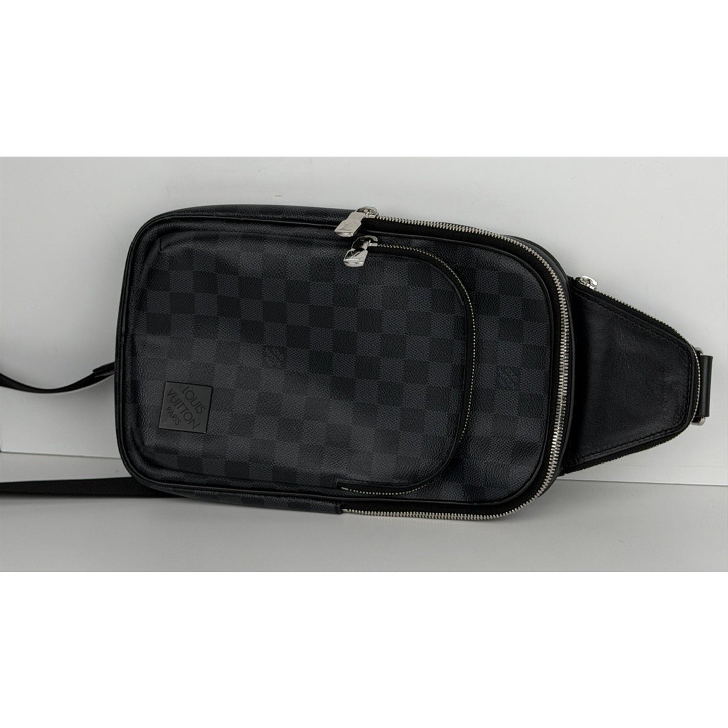 Louis Vuitton Avenue Damier Graphite Sling Bag Black Canvas Leather Patch NFC C8