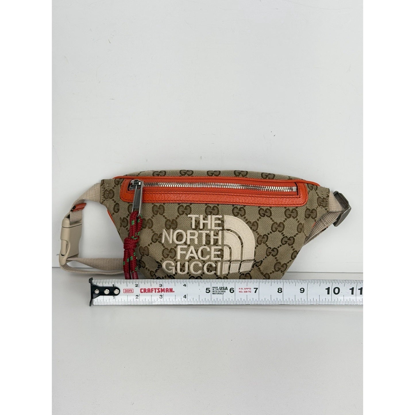 Gucci x The North Face Waist Belt Bag Beige Canvas & Orange Leather S08