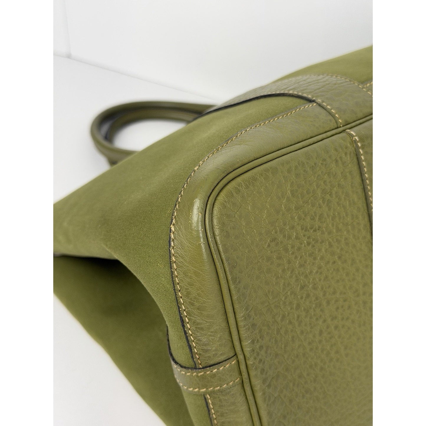 Hermes Garden Party 36 PM Tote Bag Olive Green Canvas and Leather 2006 C1