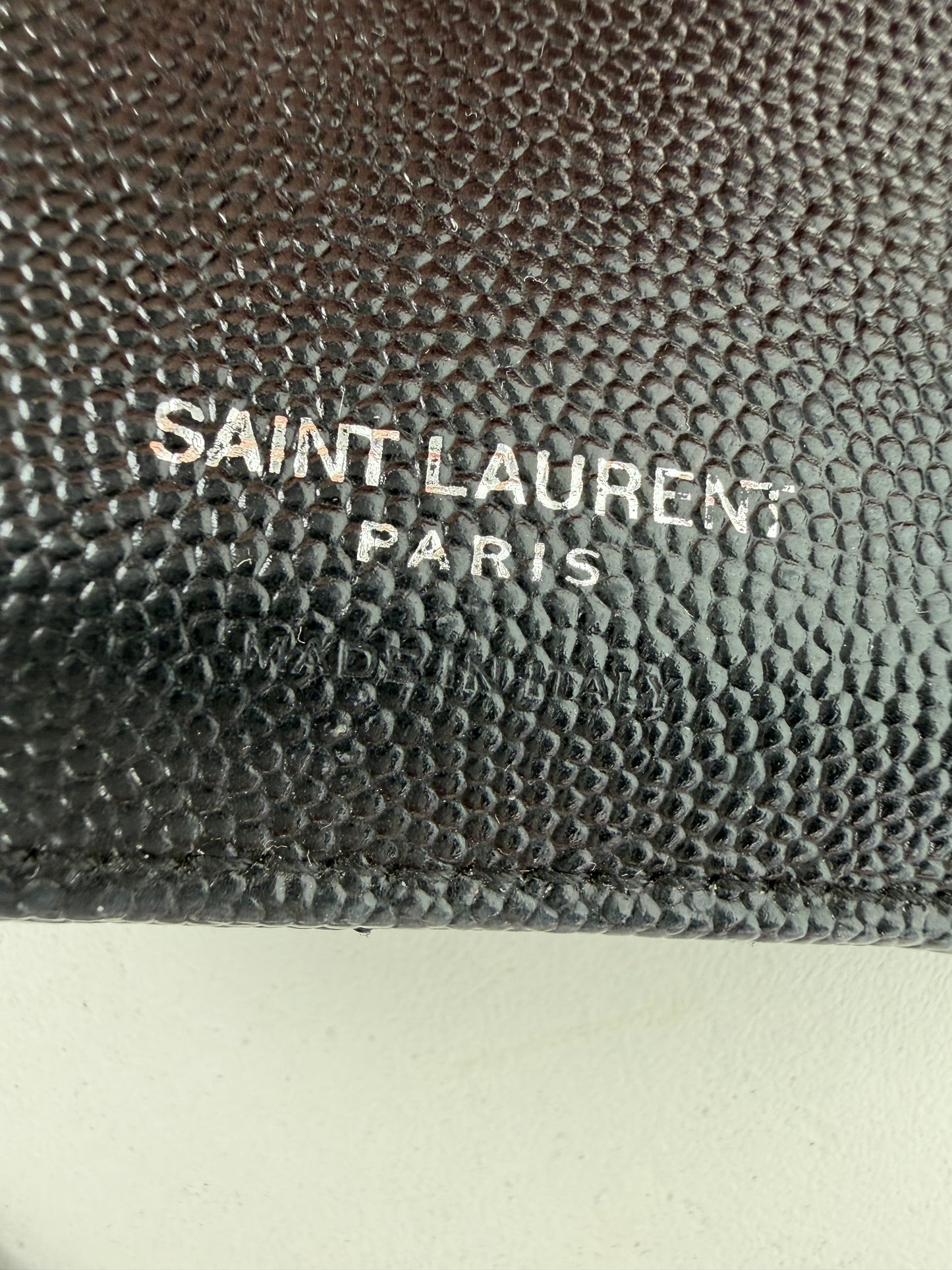 Saint Laurent Cassandre Matelasse Bi-Fold Wallet in Black Grain de Poudre Leather YK-2