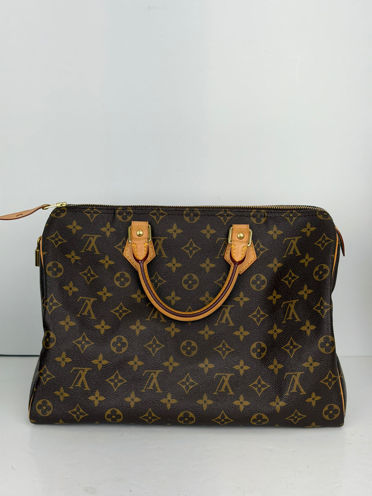 Louis Vuitton Speedy 35 Bag in Brown LV Monogram Coated Canvas 2014 YE6