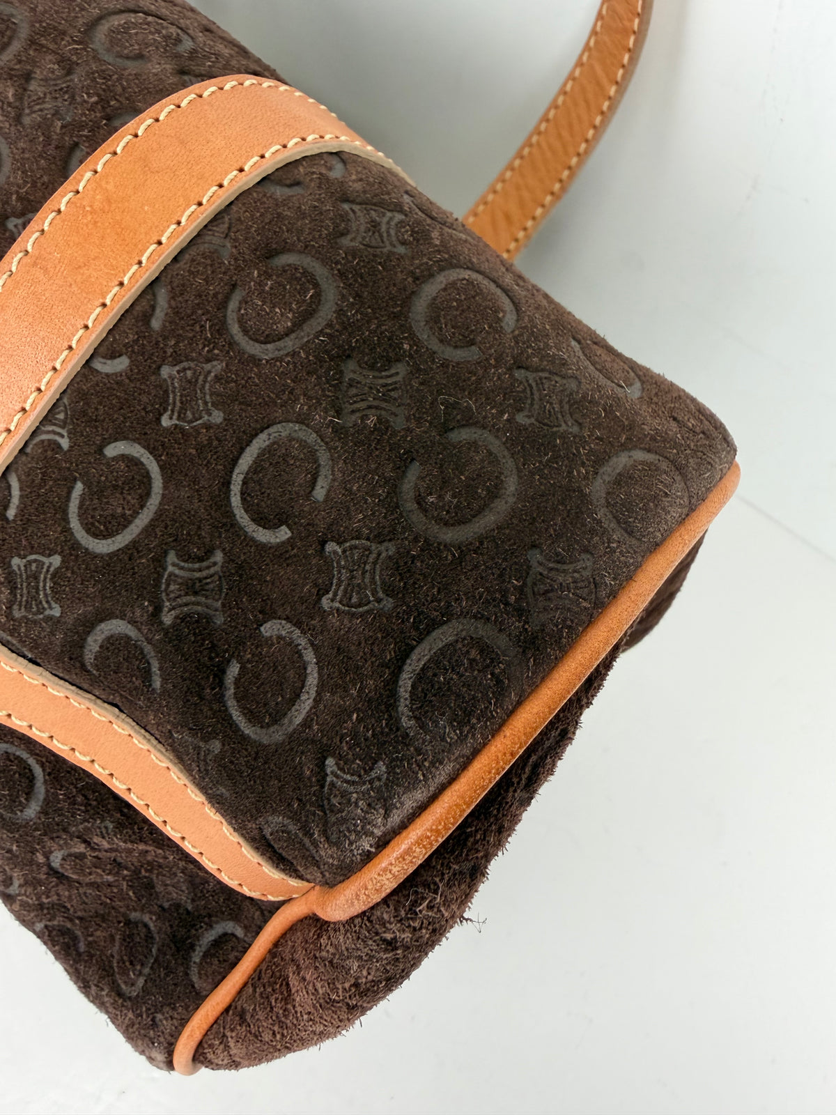 Celine C Macadam Barrel Bag in Brown Suede YS26
