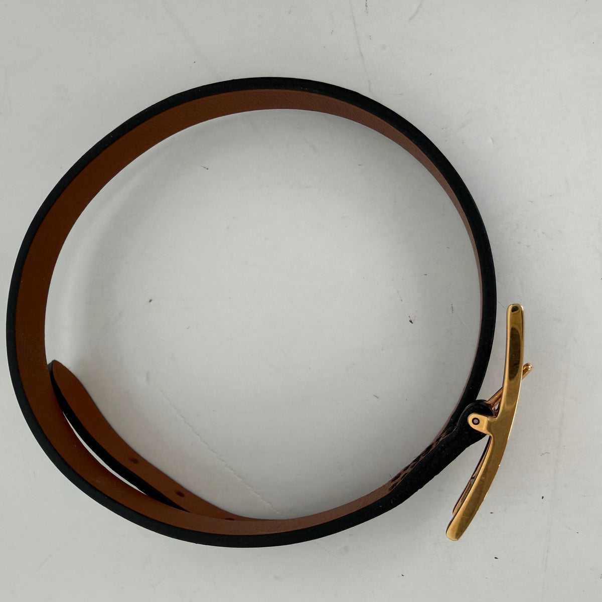 Hermes Behapi Double Tour Bracelet in Black Leather Y
