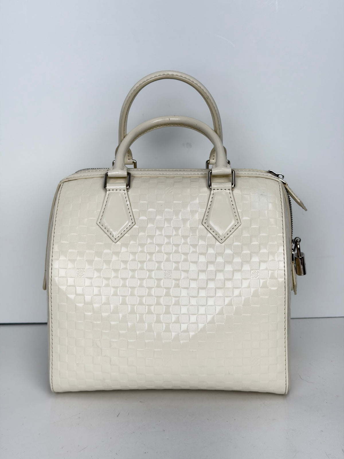 Louis Vuitton Speedy Cube MM Bag in White Damier Facette Patent Leather 2012 YC2