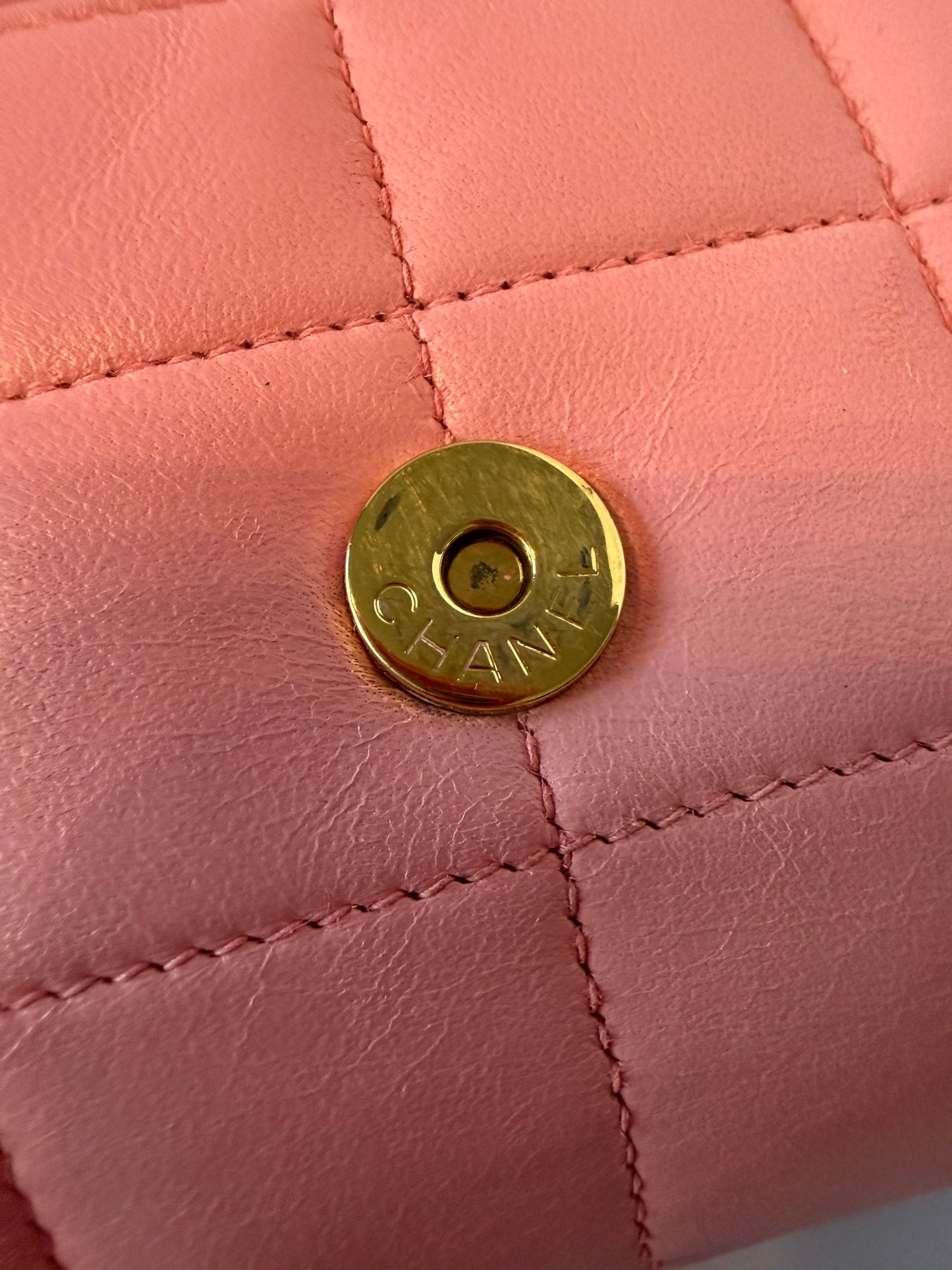 Chanel Lambskin Quilted Mini Chocolate Bar Camellia Flap Pink E1