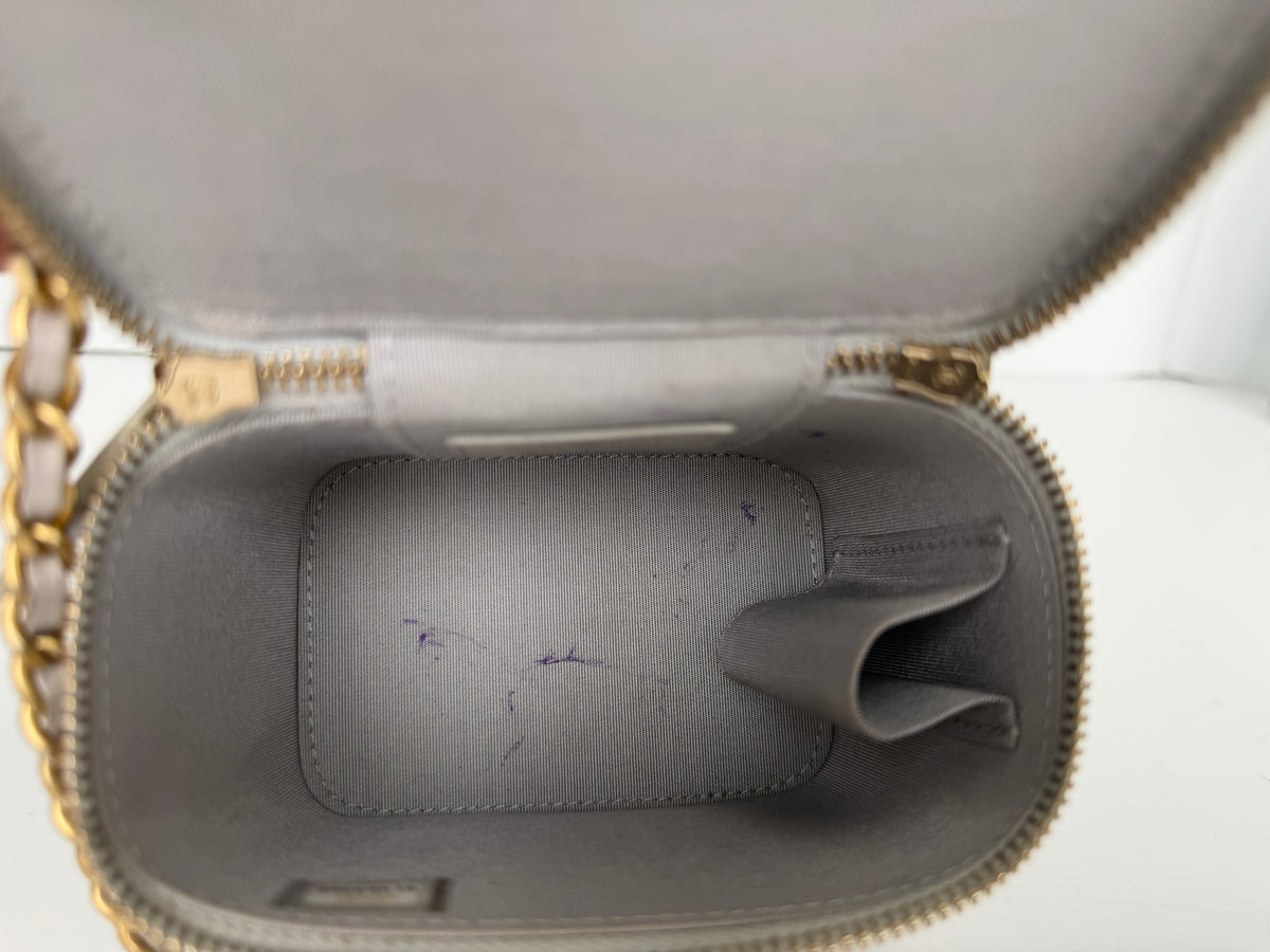Chanel Small Vanity Case Top Handle Grey