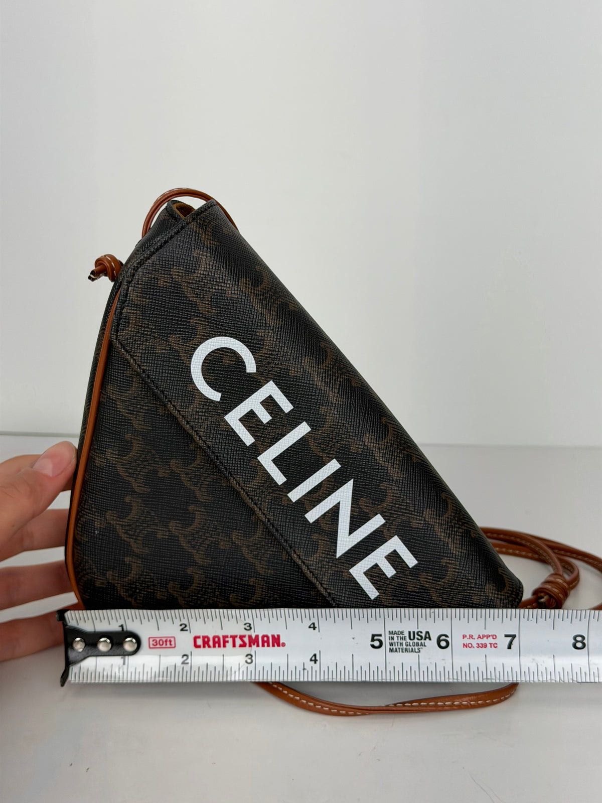 Celine Triangle Crossbody Bag in Brown Triomphe Coated Canvas YE-6