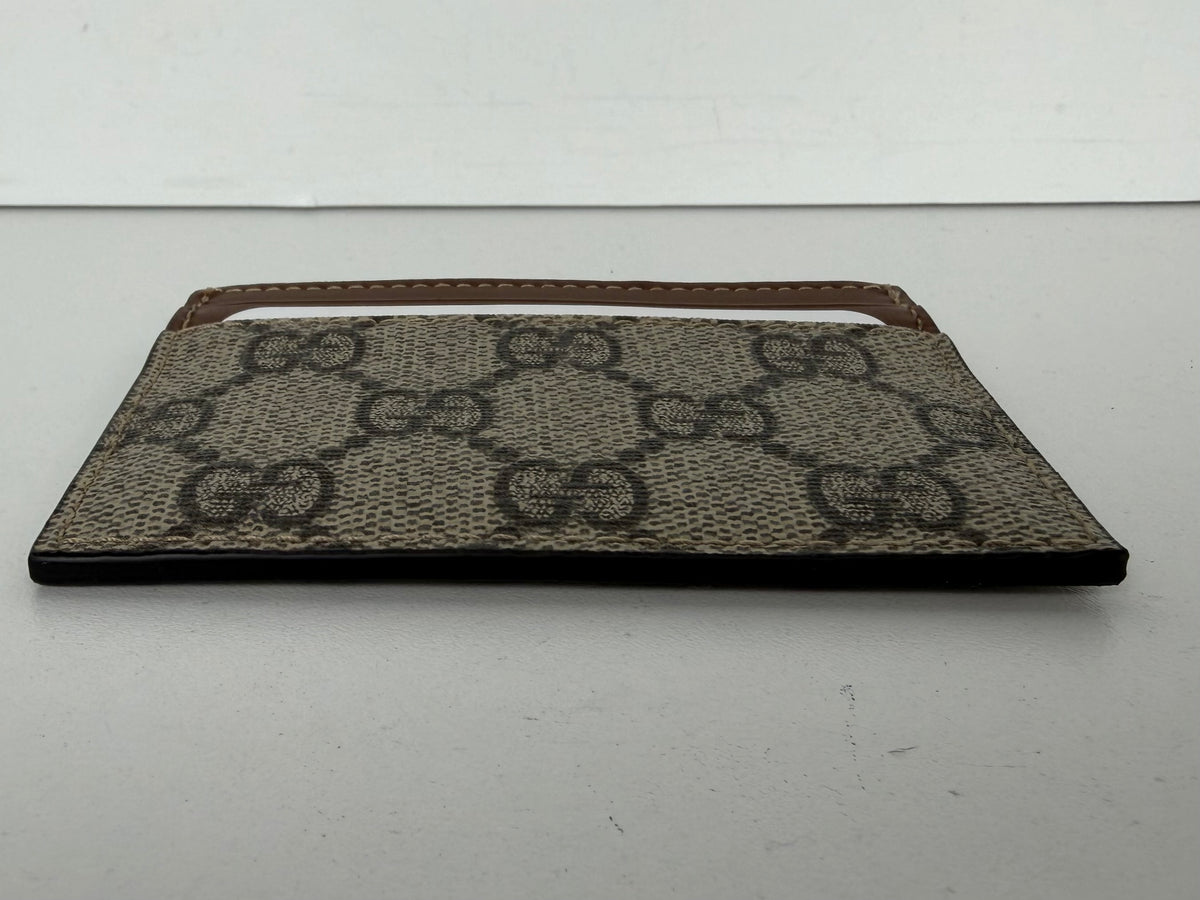 Gucci GG Supreme Card Case in Beige & Ebony Canvas K-1