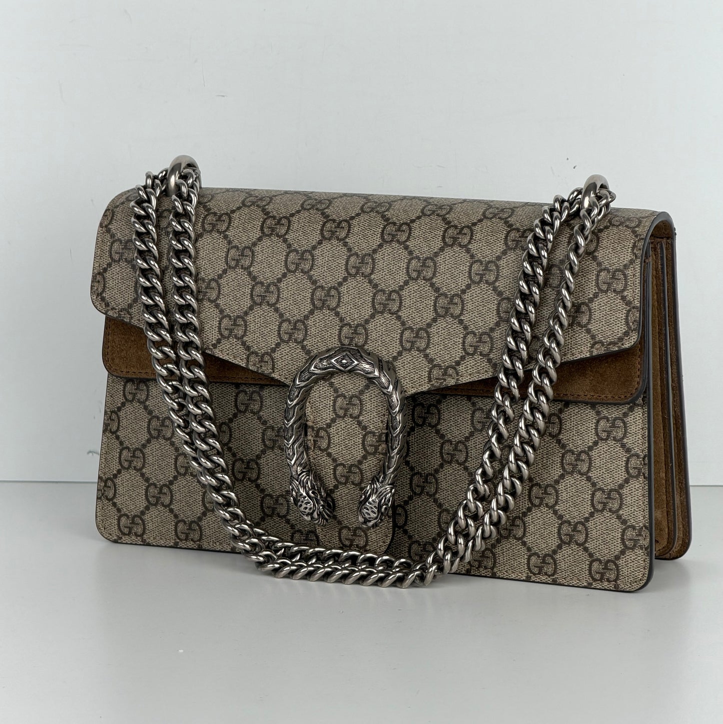 Gucci Dionysus Shoulder Bag Medium in Brown GG Supreme Coated Canvas YS-09