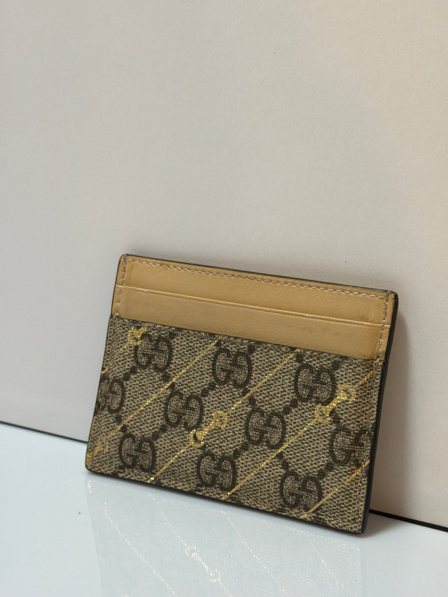 Gucci GG Supreme Card Holder Metallic & Neutrals