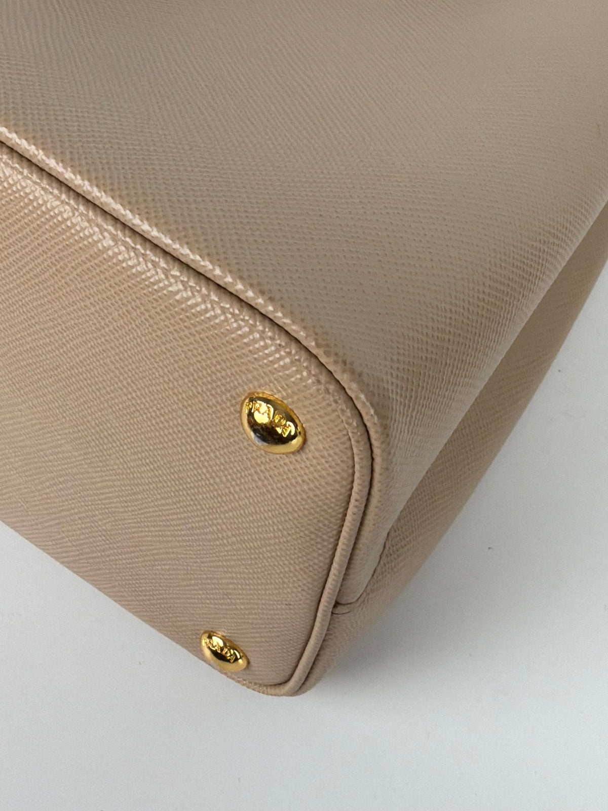 Prada Double Tote Medium Bag in Beige Saffiano Leather