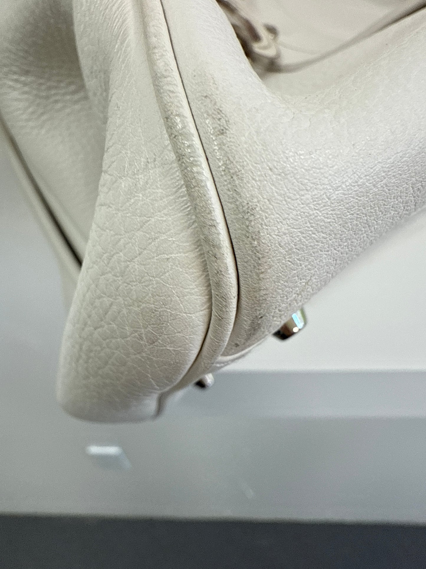 Christian Dior Vintage White Leather Top Handle Bag