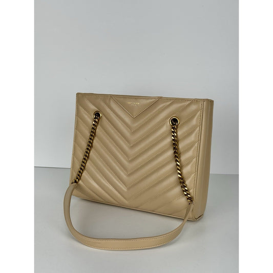 Saint Laurent Tribeca Shopping Tote Beige Grain De Poudre Leather C-9