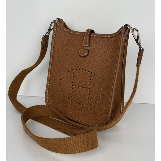 Hermes Evelyne TPM 16 Crossbody Bag in Gold Taurillon Clemence Leather 2024 D7