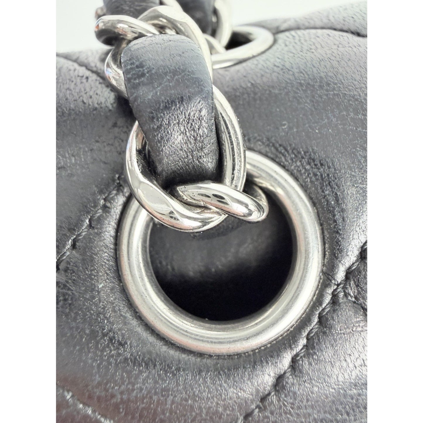 Chanel Classic Double Flap Bag Medium Black Leather Silver Hardware 2008-2009 U3